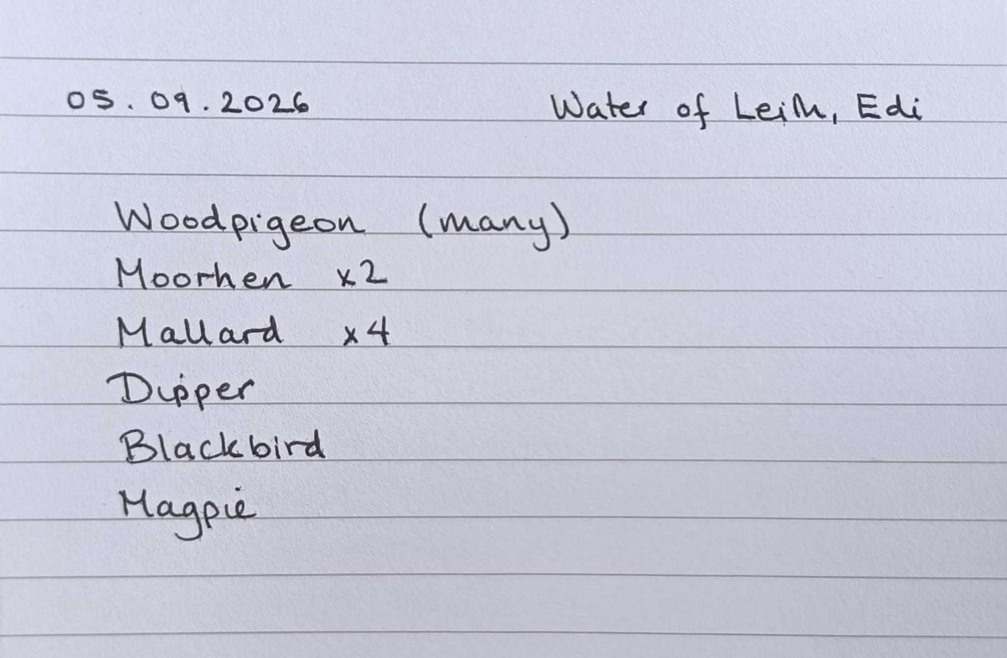 Birdwatching list